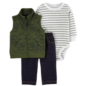 Carter's | Baby 3-Piece Tractor Little Vest Set