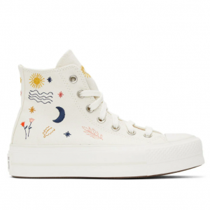CONVERSE White 'It's Okay to Wander' Platform Chuck Taylor All Star High Sneakers $80