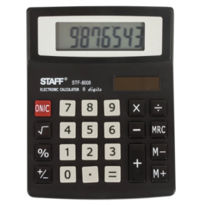Калькулятор настольный STAFF STF-8008 (коробка) черный