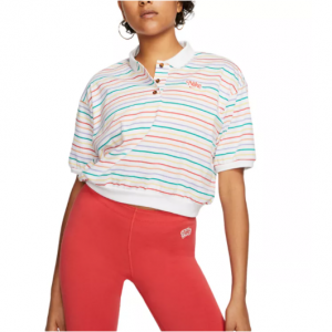 60% Off Nike Women's Cotton Striped Cropped Polo @ Macy's