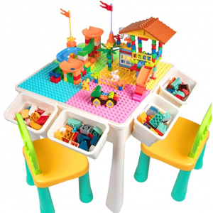 Coodoo 多功能兒童積木拚搭遊戲桌椅套裝，含230塊積木 @ Amazon
