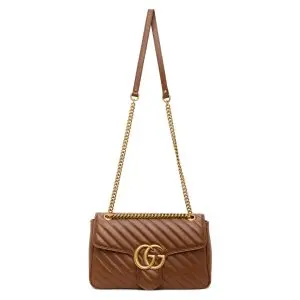 GUCCI Brown Small GG Marmont 2.0 Shoulder Bag @ SSENSE