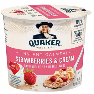 Quaker Instant Oatmeal Express Cups, Strawberries & Cream, 12 Count @ Amazon