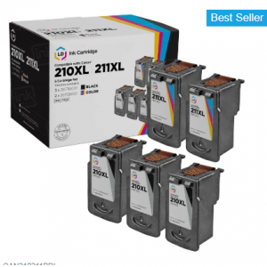 Remanufactured Canon PG-210XL & CL-211XL Ink Bundle: 3 PG-210XL HY Black & 2 CL-211XL HY Tri-Color
