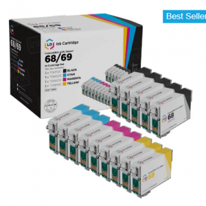 Remanufactured Epson Inkjet Cartridges, T068/T069 (14 Piece Set includes 5 T0681 black, 3 T069 cya