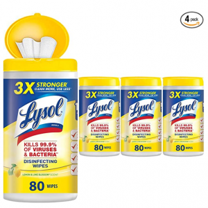 Lysol 消毒湿巾 4桶装 每桶80片 @ Amazon