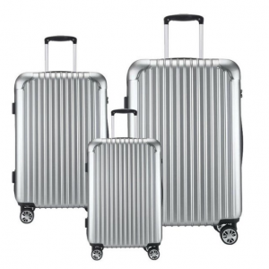 Oumilen 3-Piece Spinner Luggage Set Hardside (20" 24" 28") Metallic Silver @ Walmart