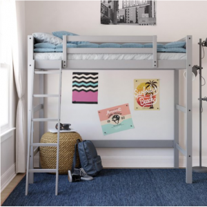Your Zone Kids Wooden Loft Bed with Ladder, Twin, Gray @ Walmart