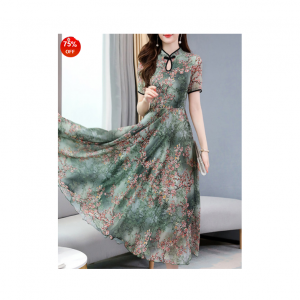 BerryLook Round Neck Floral Print Dress