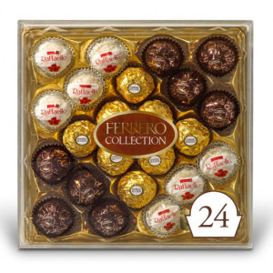 Ferrero Rocher Collection, Fine Hazelnut Milk Chocolates, 24 Count Gift Box, 9.1 Oz @ Amazon