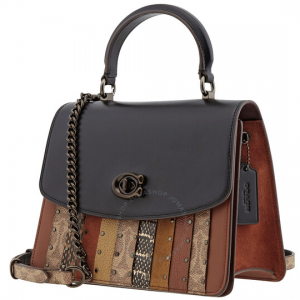 COACH Parker Top Handle with Patchwork Stripes And Snakeskin Detail $249.99 shippped