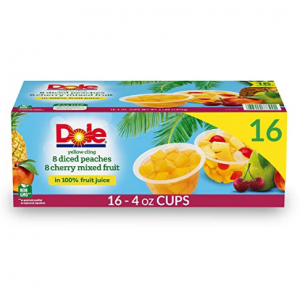 Dole 桃子和樱桃100%天然水果杯 4oz 16杯 @ Amazon