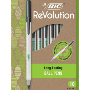 Free BiC 10pk Ballpoint Pens ReVolution Stic Black Ink @Target