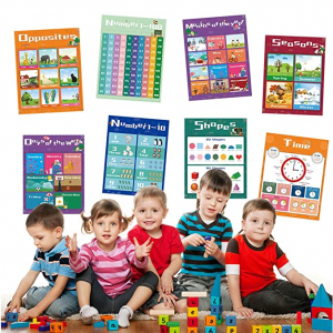 KIMCOME Educational Preschool Learning Posters for Toddlers [12 Pack, 11x14 Inch] @ Amazon