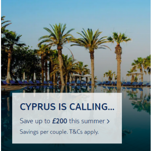 Save up to £200 off Cyprus holiday @TUI UK