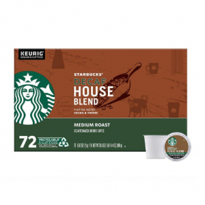 Starbucks Coffee Decaffeinated Medium Roast House Blend K-Cup, 72 Count @ Costco