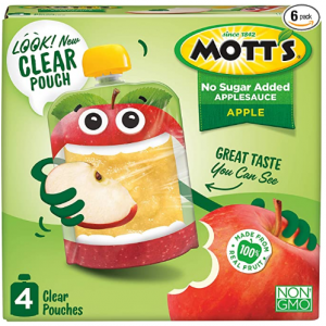 Mott's 無糖可吸款袋裝蘋果泥 3.2oz 24袋 @ Amazon