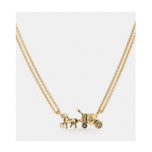 60% off Coach Horse And Carriage Double Chain Necklace @ Coach Outlet