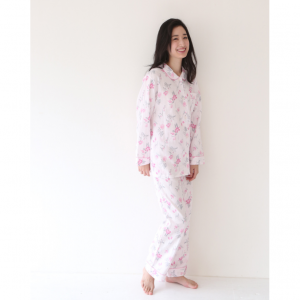 bloomingFLORA  綿100％のやわらかなWガーゼ 大人上品なフローラル柄パジャマ