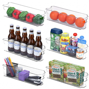 Toplife Refrigerator Storage Bins, Stackable Plastic Fridge Organizer Bins, Small, Small, Set of 6