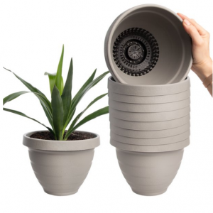 HC Companies (10 Pack) 7.5 Inch Self Watering Planter Indoor Outdoor Planters Plastic Flower Pot