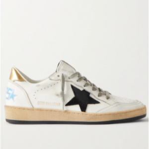 GOLDEN GOOSE Ball Star Distressed Suede-trimmed Leather Sneakers Sale @ NET-A-PORTER 
