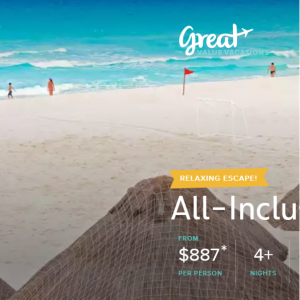Beachfront bliss in sunny Cancun - flight + hotel from $887 @Great Value Vacations 