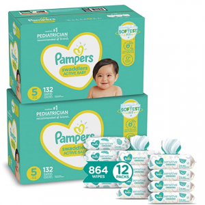 Pampers Swaddlers Disposable Baby Diapers and Wipes Starter Kit @ Amazon