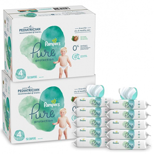 Pampers Pure Protection Disposable Baby Diapers and Wipes Starter Kit @ Amazon