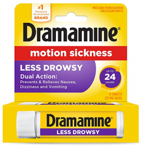 Dramamine All Day Less Drowsy Motion Sickness Relief, 8 Tablets @ Amazon