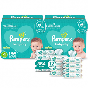 Pampers Baby Dry Disposable Baby Diapers and Wipes Starter Kit @ Amazon
