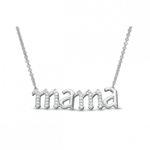 Zales 1/15 CT. T.W. Diamond Gothic-Style "mama" 项链