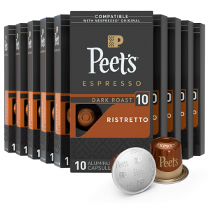 Peet's Coffee Espresso Capsules Ristretto, Intensity 10, 100 Count @ Amazon