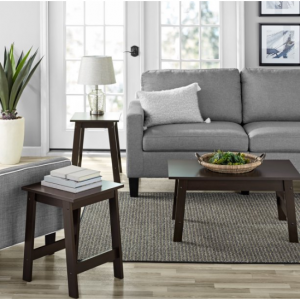 Mainstays Pilson 3 Piece Coffee Table and End Table Set, Espresso Finish @ Walmart