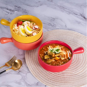 AQUIVER 21 OZ French Onion Soup Bowls - Set of 3, Assorted Colors @ Amazon