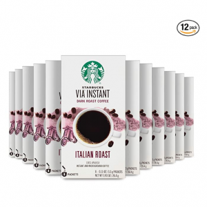 Starbucks VIA Instant Coffee Dark Roast Packets - 8 Count (Pack of 12) @ Amazon