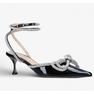 MACH & MACH Lacquer crystal-embellished patent-leather kitten heels $1095