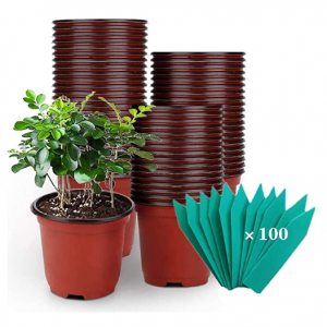 SHEEFLY 100個植物苗圃花盆4英寸塑料花盆 @ Amazon