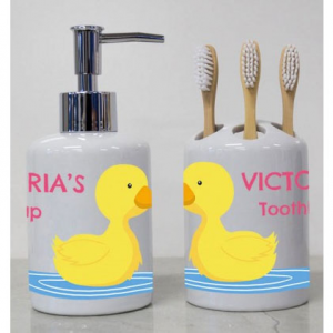 Rubber Duck Personalised Bathroom Set @ The Personalised Gift Shop