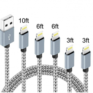 Amazon - IDISON USB-A轉Lighting 尼龍數據線 5根 (0.9米x2 1.8米x2 3米x1)，立減$5.20 
