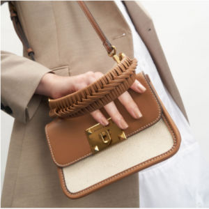 Charles & Keith Canvas Metallic Turn-Lock Bag