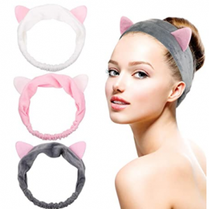 Dreamlover Makeup Headband, Cat Ear Hairlace, Spa Cosmetic Headwraps, 3 Pack @ Amazon 