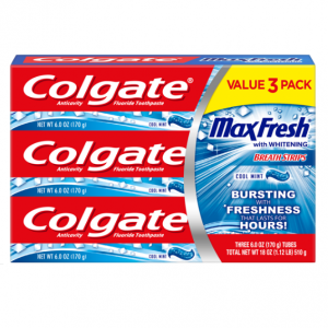 Colgate MaxFresh Whitening Toothpaste with Mini Breath Strips, Cool Mint, 6 Oz, 3 Ct @ Walmart