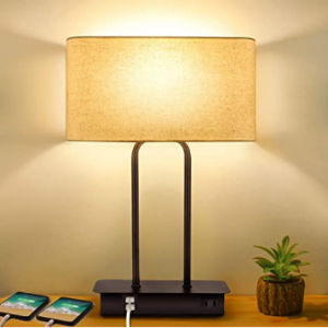 BesLowe 3-Way Dimmable Touch Control Lamp w/ 2 USB Ports + 2700K LED Bulb @ Amazon