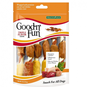 Good ’n’ Fun Triple Flavor Kabobs Rawhide Snack for All Dogs @ Amazon