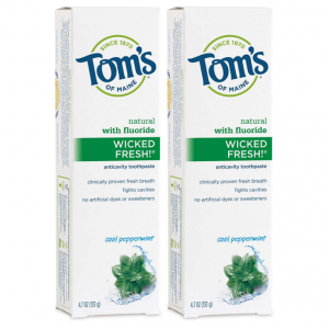 Tom's of Maine Natural Wicked Fresh! Fluoride-Toothpaste, Cool Peppermint, 4.7 oz. 2-Pack