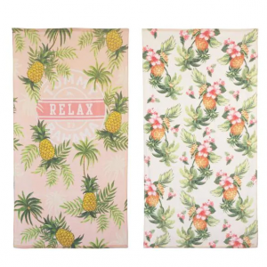Summer Vacation and Retro Pineapple Cotton 2pc Beach Towel Set by Tommy Bahama