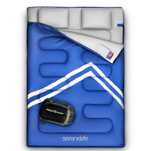Blue Double Sleeping Bag with 2 Pillows by SereneLife