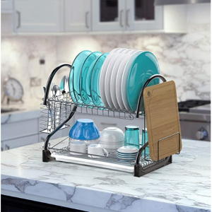 Veckle 双层镀铬铁餐具沥水架 @ Amazon