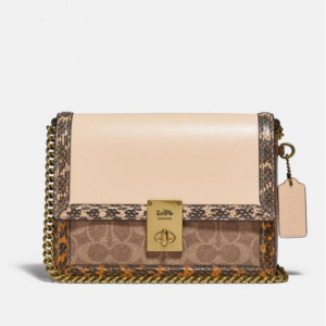 40% Off Coach Hutton Shoulder Bag In Signature Canvas With Snakeskin Detail